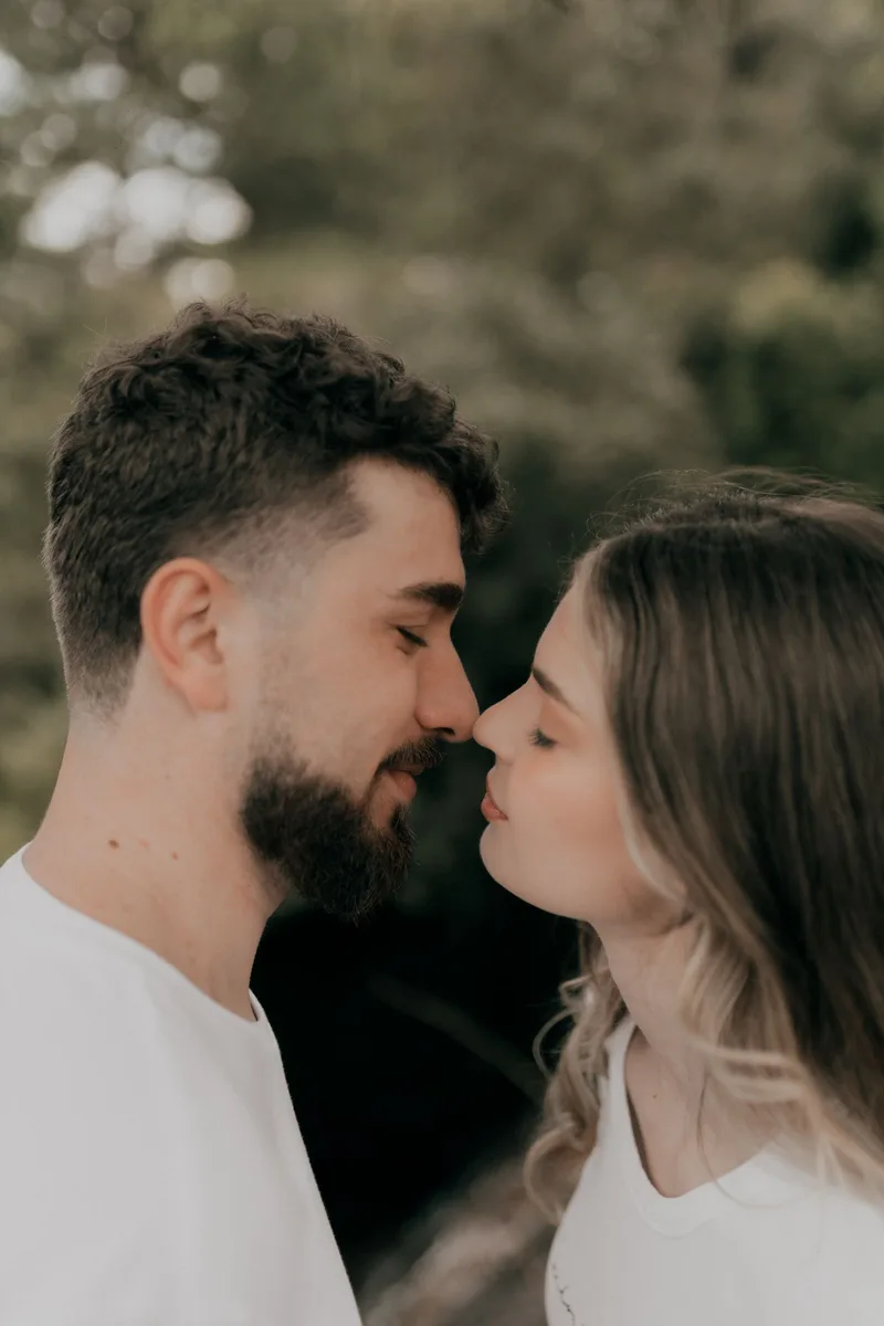 Couple resting their foreheads together