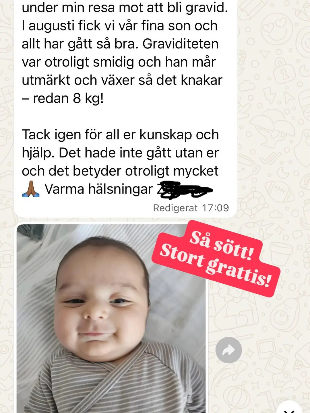 Friskt barn fött efter stöd vid missfall