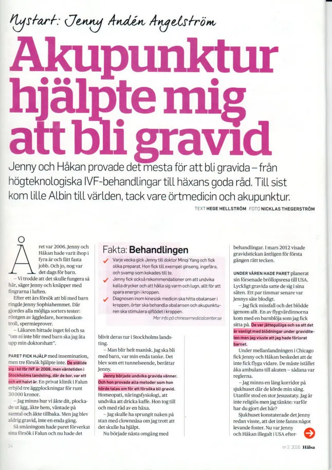 Tidningsartikel sida 1 — Jenny blev gravid efter 10 misslyckade IVF-försök