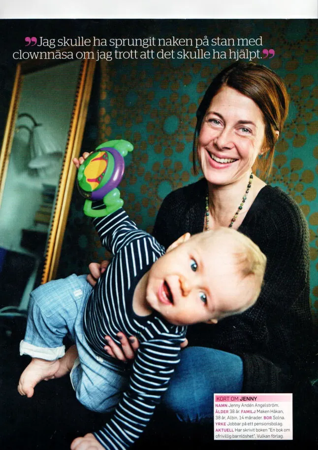 Tidningsartikel sida 2 — Jenny med sin son Albin
